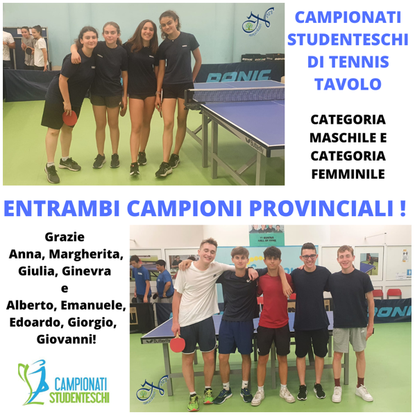 CAMPIONI provinciali DI TENNIS TAVOLO Cattura