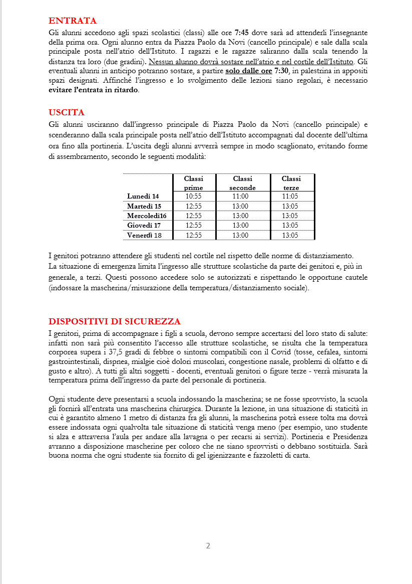 Sec I gr Avvio anno scolastico 2