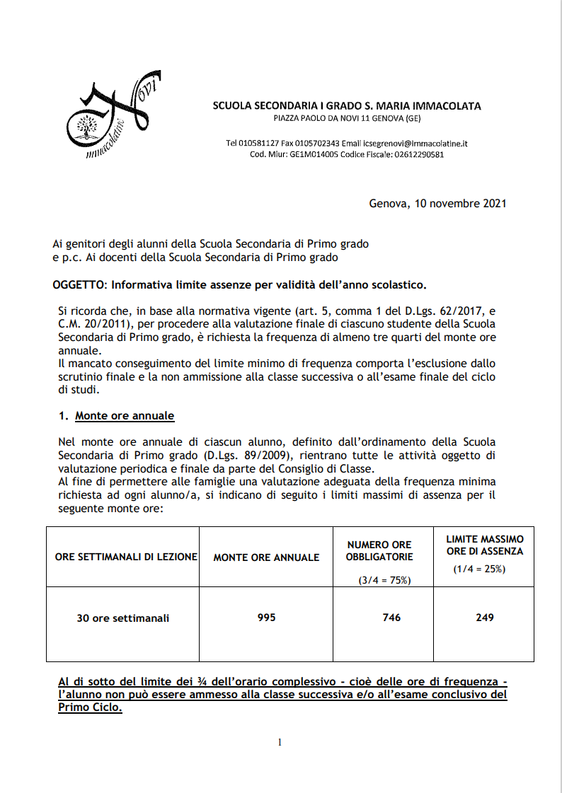 comunicazione limite assenze 1